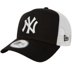 Czapka z daszkiem New Era New York Yankees Clean A Frame Trucker Czarna 11588491. Białe czapki męskie New Era, bez wzorów, z bawełny, sportowe. Za 119.99 zł.