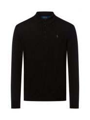 Polo Ralph Lauren Męska koszulka polo z dzianiny Mężczyźni Wełna czarny jednolity, XL. Czarne koszulki polo męskie Polo Ralph Lauren, m, bez wzorów, z dzianiny, bez ramiączek. Za 699.95 zł.