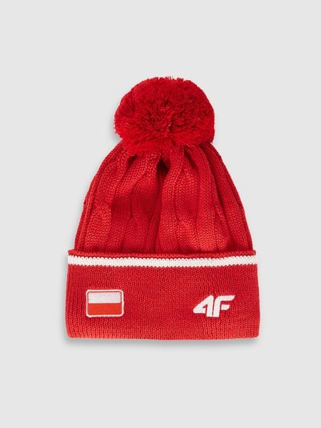 4F Czapka zimowa z wełną merino uniseks - czerwona M. Czerwone czapki męskie 4f, na zimę, bez wzorów, z wełny, klasyczne. Za 99.99 zł.