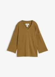 T-shirt z czystej bawełny organicznej. Zielone t-shirty damskie bonprix, bez wzorów, z bawełny, bez kołnierzyka. Za 64.99 zł.