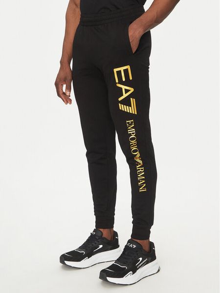 EA7 Emporio Armani Spodnie dresowe 7M000571 AF13512 MC004 Czarny Regular Fit. Czarne spodnie dresowe męskie EA7 Emporio Armani, bez wzorów, z bawełny. Za 449.99 zł.