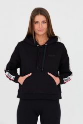 MOSCHINO Czarna bluza z kapturem i lampasami. Czarne bluzy z kapturem damskie MOSCHINO, s. W wyprzedaży za 699.99 zł.