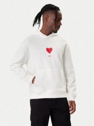 HUGO Bluza Dalentinos 50554025 Biały Relaxed Fit. Białe bluzy bez kaptura męskie Hugo, l, z bawełny. Za 599.99 zł.