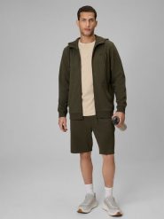 4F Spodenki dresowe męskie - khaki XL. Brązowe szorty męskie 4f, z dresówki, bez kołnierzyka. Za 79.99 zł.