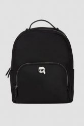 KARL LAGERFELD Czarny plecak Ikon Nylon Backpack. Czarne plecaki damskie Karl Lagerfeld, bez wzorów, z nylonu. W wyprzedaży za 799.99 zł.