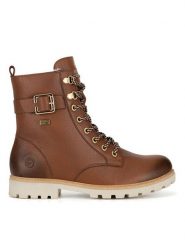 Remonte Botki D8475-24 Brązowy. Brązowe botki damskie Remonte, ze skóry, bez obcasa, na płaskiej podeszwie, bez zapięcia. Za 342.99 zł.