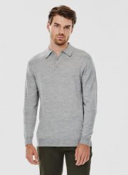 PAKO LORENTE – Męski szary sweter z kołnierzykiem polo. Szare swetry męskie Pako Lorente, na zimę, m, bez wzorów, z poliamidu, bez kołnierzyka. Za 199.99 zł.
