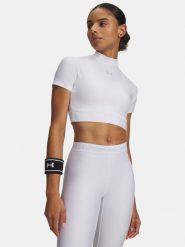 Koszulka damska Under Armour HeatGear Crop Mock SS-WHT. Białe t-shirty damskie Under Armour, s, bez wzorów, z materiału, bez kołnierzyka. Za 242.99 zł.