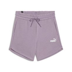 Damskie szorty z wysoką talią Puma Essentials. Fioletowe spodenki sportowe damskie Puma, bez wzorów, z bawełny, eleganckie, z podwyższonym stanem. Za 154.05 zł.