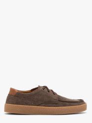 Welurowe półbuty męskie w stylu casual RILEY. Brązowe półbuty męskie Ryłko, ze skóry, bez zapięcia. W wyprzedaży za 349.99 zł.
