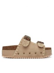 DeeZee Klapki LB-P1684 Beżowy. Brązowe klapki damskie DeeZee, bez wzorów, z materiału, bez obcasa. Za 119.99 zł.