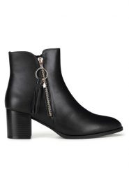 MEXX Botki MX/006C-WYL Czarny. Czarne botki damskie Mexx, ze skóry, bez obcasa, na słupku, bez zapięcia. Za 369.99 zł.