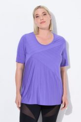 Damskie Bluzka funkcyjna szybkoschnąca okrągły dekolt długi rękaw. Fioletowe bluzki sportowe damskie Ulla Popken, plus size, z elastanu, bez kołnierzyka, bez ramiączek. Za 159.99 zł.