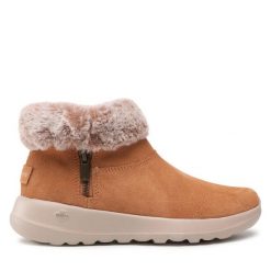 Botki Skechers. Brązowe botki damskie Skechers, bez obcasa, na płaskiej podeszwie, bez zapięcia. Za 319.99 zł.