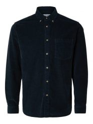 SELECTED HOMME Koszula sztruksowa - Regular fit - w kolorze granatowym rozmiar: XL. Niebieskie koszule męskie Selected Homme, xl, bez wzorów, z bawełny, bez kołnierzyka, bez ramiączek. Za 135.81 zł.