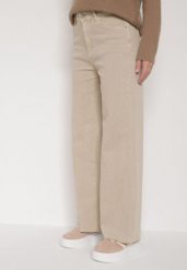 Beżowe Jeansy o Szerokim Kroju z Wysokim Stanem Xilnee. Brązowe jeansy damskie Born2be, z podwyższonym stanem. Za 99.99 zł.