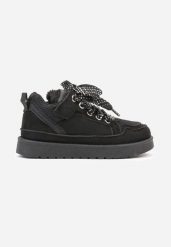 Czarne Sneakersy Śniegowce z Ocieplaną Wyściółką i Szerokimi Sznurówkami Naleia. Czarne śniegowce dziewczęce Born2be, z jeansu. Za 89.99 zł.