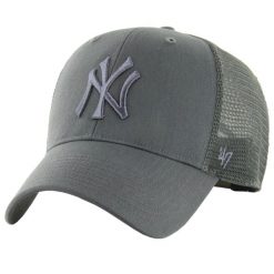 Czapka z daszkiem męska 47 MLB New York Yankees Branson Cap. Szare czapki męskie 47 Brand, bez wzorów, z bawełny, sportowe. Za 99.99 zł.
