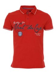 Peak Mountain Koszulka polo w kolorze czerwonym rozmiar: L. Czerwone koszulki polo męskie Peak Mountain, l, z aplikacjami, z bawełny, bez ramiączek. Za 123.25 zł.