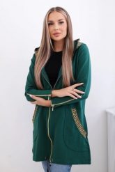 Bluza z ozdobną taśmą ciemno zielona. Zielone bluzy z kapturem damskie KESI, l, z bawełny. Za 263.47 zł.