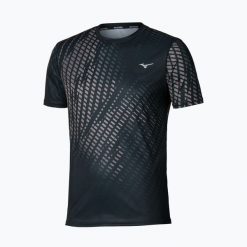Koszulka do biegania męska Mizuno Core Graphic Tee. Czarne t-shirty sportowe męskie Mizuno, m, z materiału, bez ramiączek, do biegania. Za 169.99 zł.