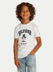 Tommy Hilfiger T-Shirt Palm Print KB0KB09649 D Biały Regular Fit. Białe t-shirty chłopięce Tommy Hilfiger, bez wzorów, z bawełny, bez ramiączek. Za 89.99 zł.