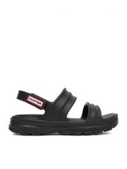 Hunter Sandały HUN8761 Czarny. Czarne sandały damskie Hunter, bez wzorów, z syntetyku, bez obcasa, na płaskiej podeszwie. Za 139.99 zł.