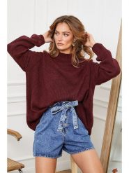 Joséfine Sweter "Ladem" w kolorze bordowym rozmiar: L. Czerwone golfy damskie Joséfine, l, bez kołnierzyka. Za 200.60 zł.