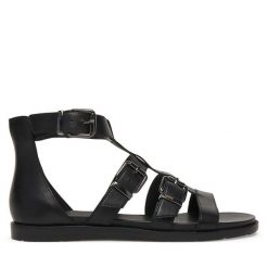 Sandały Tamaris. Czarne sandały damskie Tamaris, bez wzorów, bez obcasa, na płaskiej podeszwie. Za 369.99 zł.