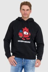 DSQUARED2 Czarna bluza męska leaf buddy z kapturem, Rozmiar M. Czarne bluzy z kapturem męskie Dsquared2, l. W wyprzedaży za 1,140.99 zł.