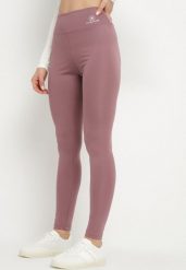 Fioletowe Legginsy z Wysokim Stanem i Gumką w Pasie Bloelia. Fioletowe legginsy damskie Born2be, l, bez wzorów, z jeansu. Za 29.99 zł.
