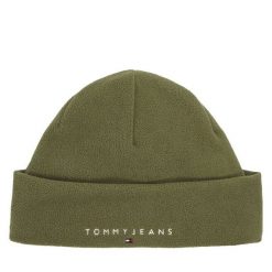 Czapka Tommy Jeans. Zielone czapki męskie Tommy Jeans, na zimę, bez wzorów, z jeansu. Za 199.99 zł.