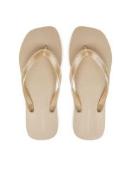 Calvin Klein Jeans Japonki Thong+ Tpu Metallic YW0YW01720 Beżowy. Brązowe klapki damskie Calvin Klein Jeans, bez wzorów, z jeansu, bez obcasa. Za 119.99 zł.
