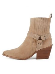 Loft37 Skórzane botki w kolorze beżowym rozmiar: 41. Brązowe botki damskie loft37, eleganckie, bez obcasa, bez zapięcia. Za 565.99 zł.