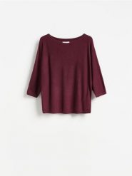 Gładki sweter z wiskozą - ciemnofioletowy. Fioletowe swetry klasyczne damskie Reserved, l, z dzianiny, bez kołnierzyka. Za 79.99 zł.