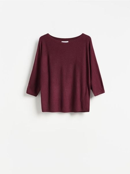 Gładki sweter z wiskozą - ciemnofioletowy. Fioletowe swetry klasyczne damskie Reserved, l, z dzianiny, bez kołnierzyka. Za 79.99 zł.