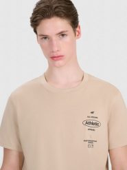4F T-shirt regular z nadrukiem męski - brązowy XL. Brązowe t-shirty męskie 4f, m, bez wzorów, z bawełny, bez kołnierzyka. Za 69.99 zł.