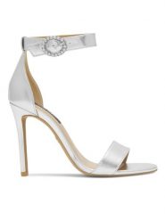 Nine West Sandały WFA2646-1 Srebrny. Szare sandały damskie Nine West, bez wzorów, ze skóry, bez obcasa, na szpilce. Za 137.99 zł.