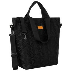 Duży, czarny shopper damski z poliestru zawieszony na uchwytach i regulowanym pasku Rovicky R-TZ15605. Czarne shopper bag damskie ROVICKY, bez wzorów, bez dodatków. Za 59.99 zł.