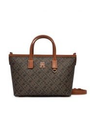 Tommy Hilfiger Torebka Th Monoplay Mini Tote Le AW0AW18848 Czarny. Czarne torebki klasyczne damskie Tommy Hilfiger, bez wzorów, ze skóry, bez dodatków. Za 649.99 zł.