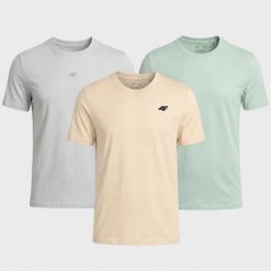 KOMPLET KOSZULEK 4F MĘSKI ZESTAW T-SHIRT 3PAK. T-shirty męskie 4f, l, bez wzorów, z bawełny, bez kołnierzyka. Za 182.97 zł.