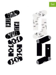 Happy Socks Skarpety (4 pary) w kolorze biało-czarnym rozmiar: 36-40. Białe skarpetki męskie Happy Socks, bez wzorów, prążkowane. Za 112.95 zł.