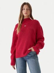Tommy Jeans Sweter Badge DW0DW21676 Różowy Relaxed Fit. Czerwone swetry klasyczne damskie Tommy Jeans, xxs, z bawełny, bez kołnierzyka. Za 329.99 zł.
