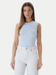 Calvin Klein Jeans Top LV047B265G Niebieski Slim Fit. Niebieskie topy damskie Calvin Klein Jeans, xs, bez wzorów, z bawełny, bez kołnierzyka. Za 169.99 zł.