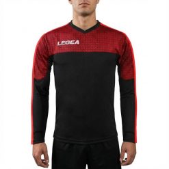 Męska Koszulka do Biegania z Długim Rękawem Athenes Ciemnoszara-Czerwona. Czerwone t-shirty sportowe męskie Legea, m, z bawełny, bez ramiączek, do biegania. Za 56.00 zł.