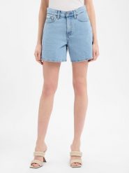 Calvin Klein Jeans szorty dżinsowe Kobiety Bawełna niebieski, 25. Niebieskie szorty damskie Calvin Klein Jeans, bez wzorów, z bawełny. Za 289.95 zł.