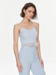TWINSET Top 241TP2371 Błękitny Regular Fit. Niebieskie topy damskie Twinset, bez wzorów, z syntetyku, bez kołnierzyka. Za 439.99 zł.