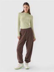4F Spodnie dresowe joggery oversize damskie - brązowe XXL. Brązowe spodnie dresowe damskie 4f, s, bez wzorów, z bawełny. W wyprzedaży za 79.99 zł.