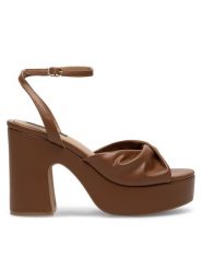 Nine West Sandały WFA2634-2 Brązowy. Brązowe sandały damskie Nine West, bez wzorów, z syntetyku, bez obcasa, na słupku. Za 149.99 zł.