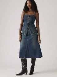 Levi's Spódnica dżinsowa w kolorze granatowym rozmiar: W31. Niebieskie spódniczki damskie Levi's, s, z aplikacjami, z bawełny, klasyczne, z podwyższonym stanem, midi. Za 157.35 zł.